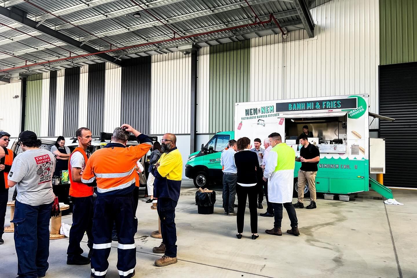 Nem N' Nem food truck serving lunch at corporate warehouse Melbourne