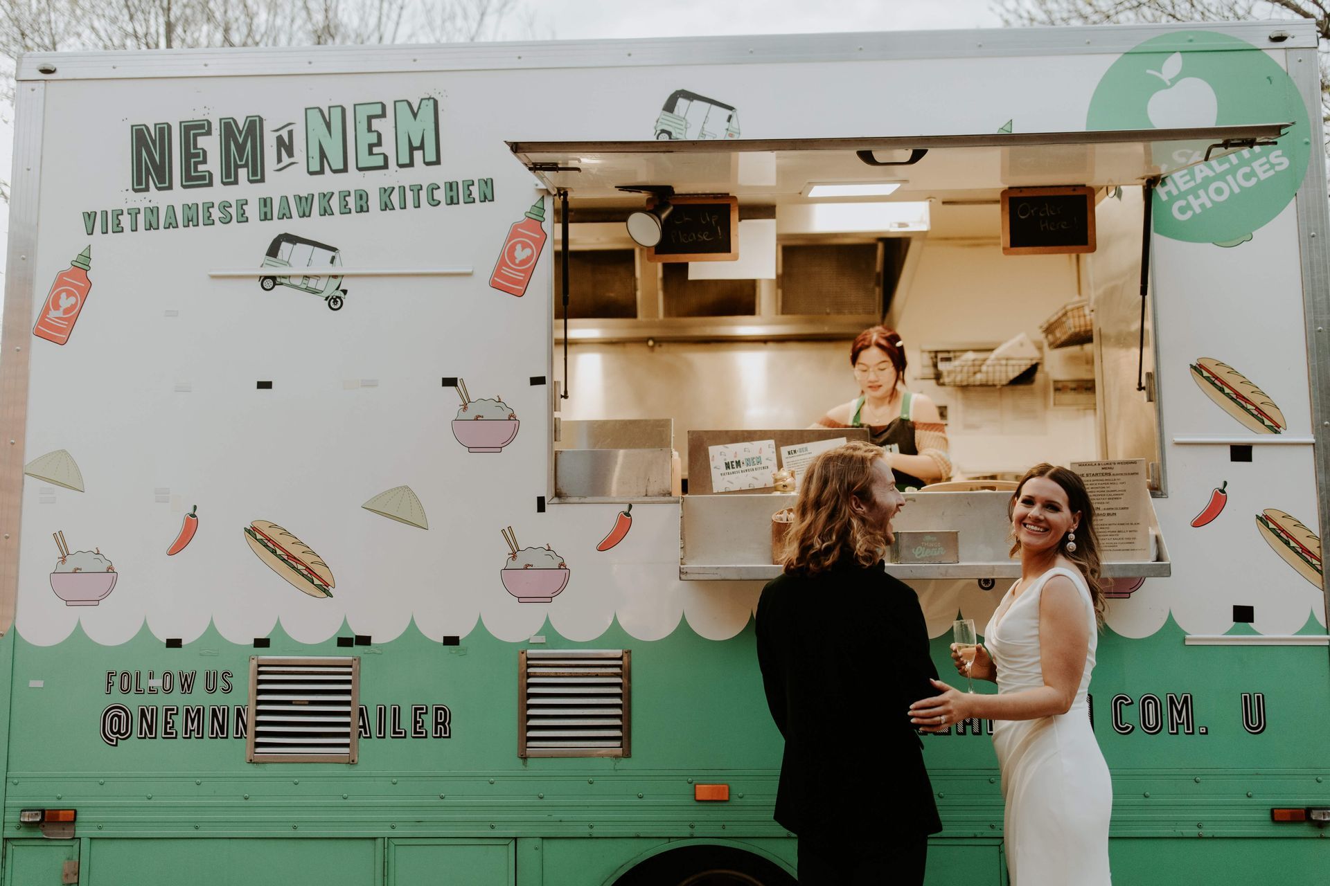 Bride at Nem N' Nem food truck wedding catering Melbourne