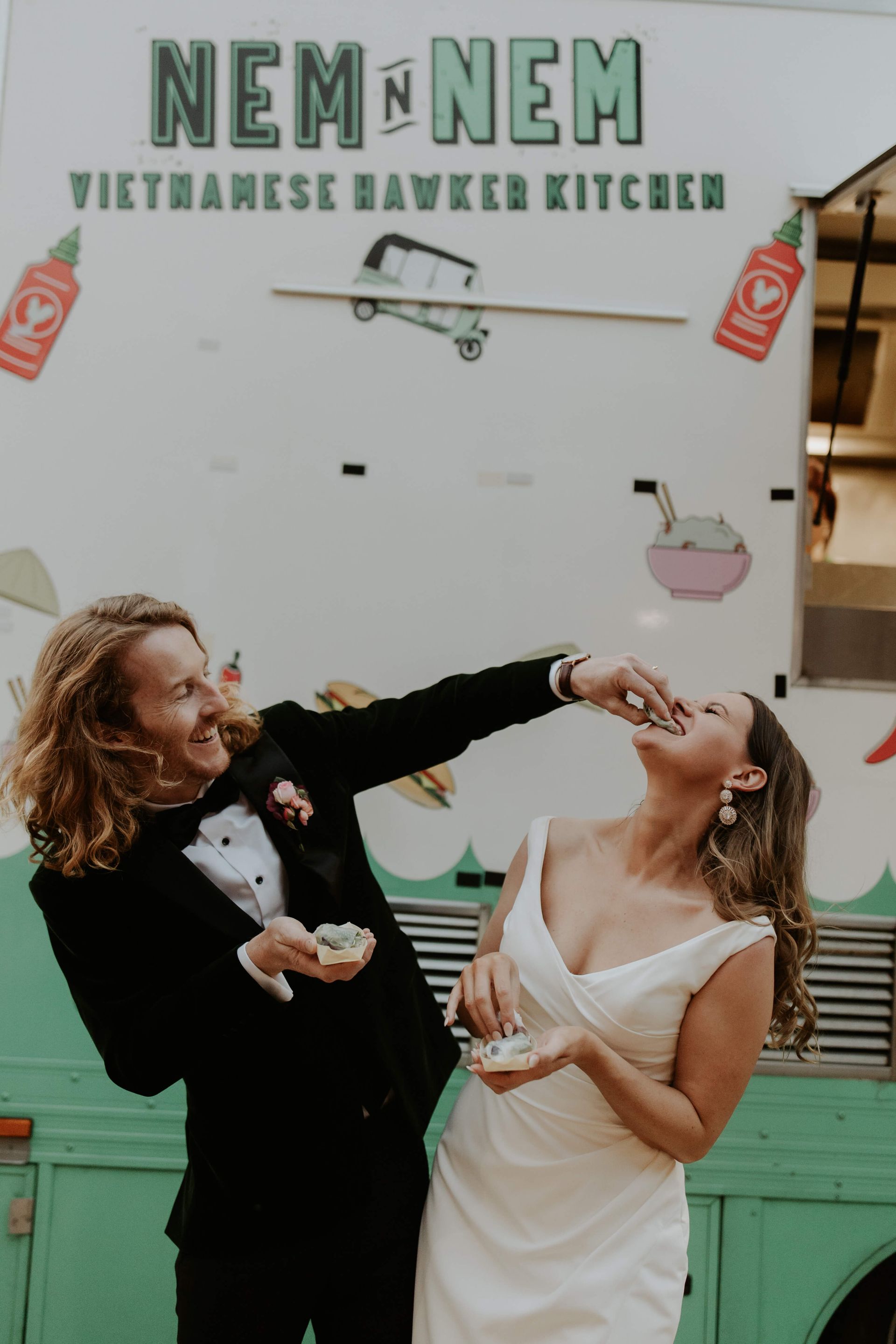 Bride and groom at Nem N' Nem food truck wedding