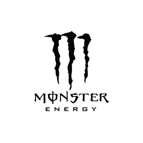 Logotipo de la bebida energética Monster Energy negra: tres marcas de garras sobre el texto 