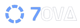 Blue circular logo next to the word “ZOVA” in blue and gray outlined letters