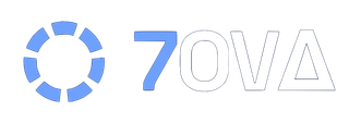 Blue circular logo next to the word “ZOVA” in blue and gray outlined letters