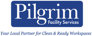 Pilgrim Facility Services logo with tagline “Your Local Partner for Clean & Ready Workspaces”