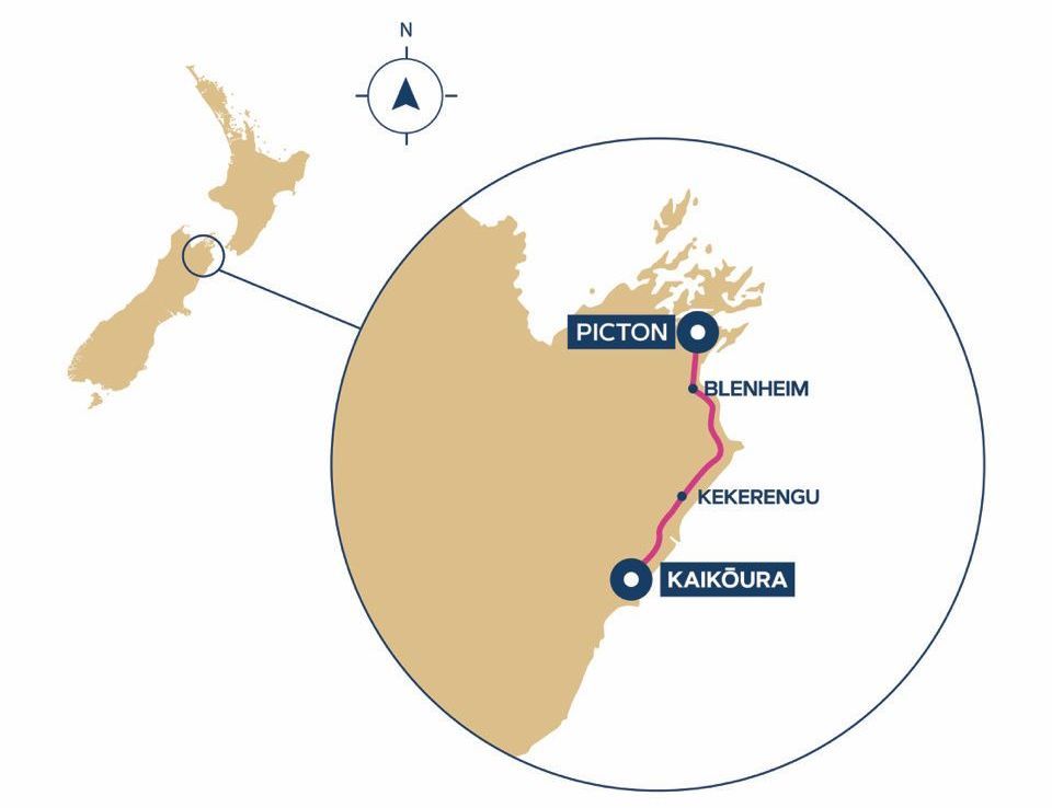 The Marlborough Flyer Rail Journey Map