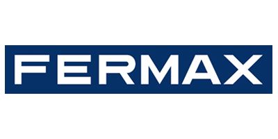Le logo FERMAX, composé de lettres majuscules blanches et grasses sur un fond rectangulaire bleu foncé.