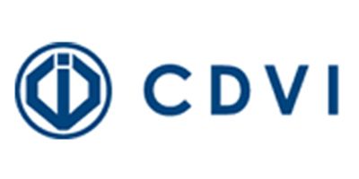 Le logo bleu de CDVI, représentant un « i » stylisé à l'intérieur d'un hexagone lui-même inscrit dans un cercle, figure à côté du nom de l'entreprise.