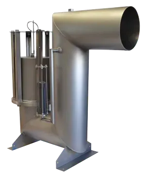 Stainless steel industrial equipment with an exhaust pipe and gauges.