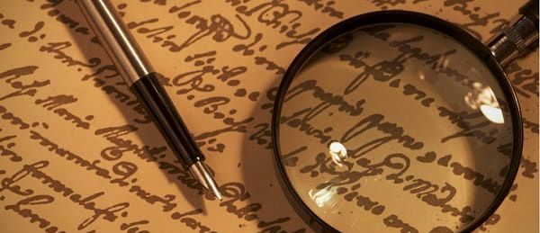 scrittura analizzata con lente di ingrandimento