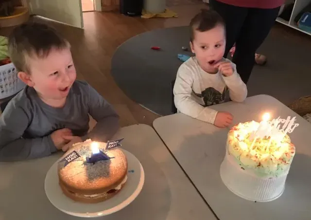 Kids with Birthday Cakes — Goulburn, NSW — River Heights Child Care Centre