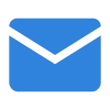 Blue envelope icon with white chevron.