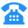 Blue icon of a classic telephone.
