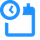 Blue calendar icon with a clock, indicating scheduling.