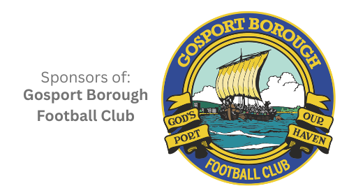 Logo for Gosport Borough Football Club, with a ship, text 