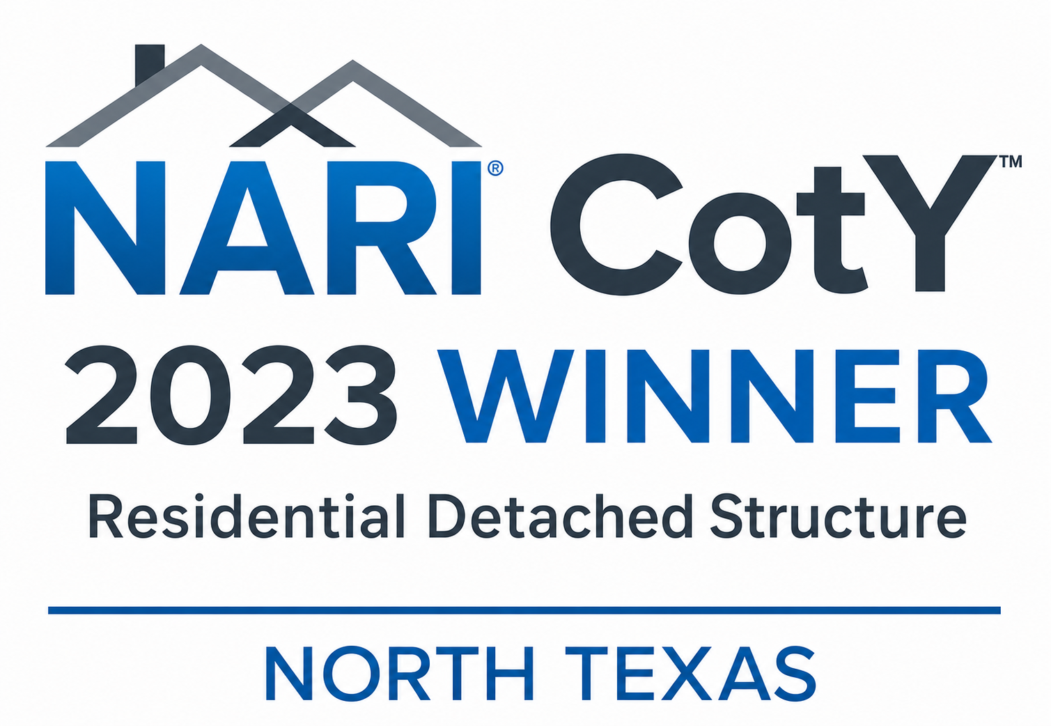 Logo for NARI North Texas, featuring a blue roof icon above the text