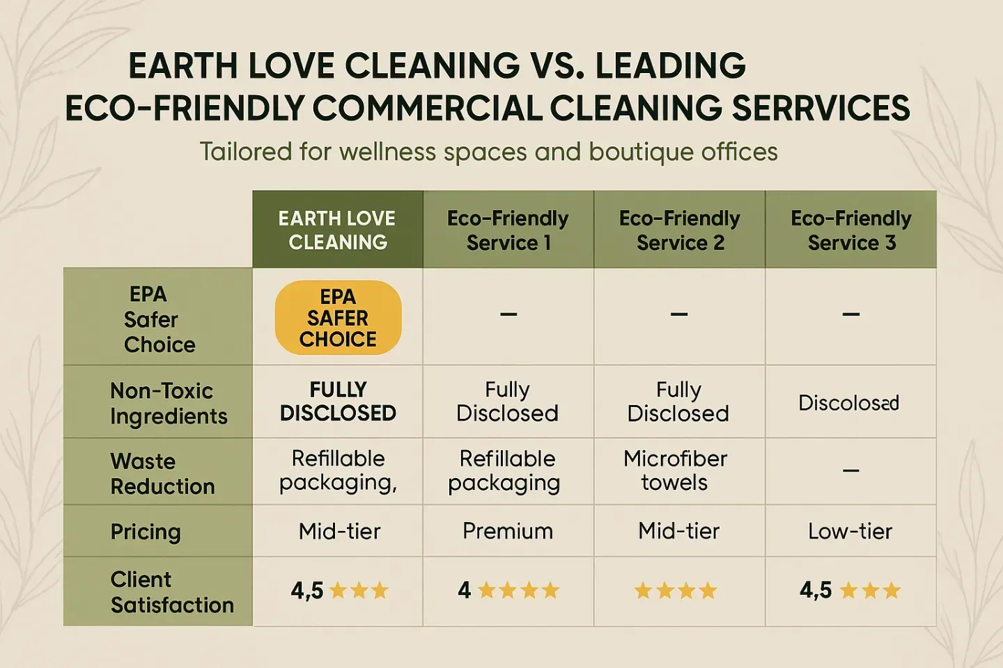 Eco-Friendly Commercial Cleaning Services Comparison Chart
