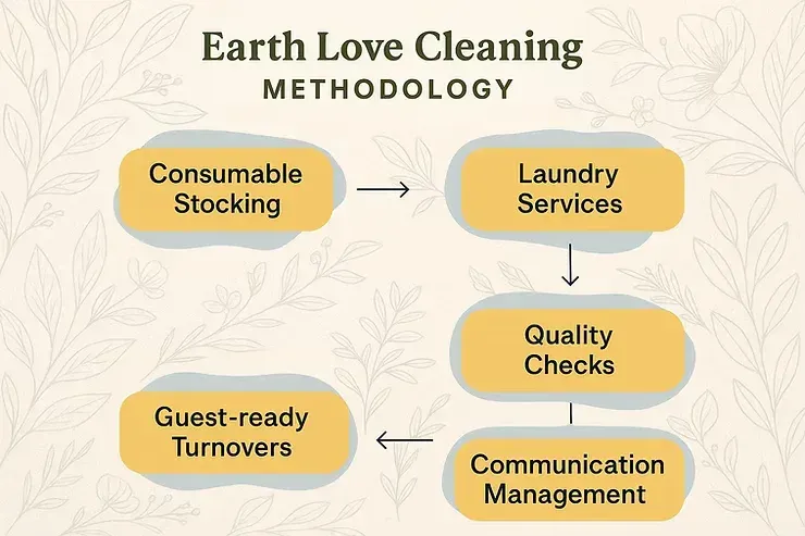 Comparison chart for Earth Love Cleaning AirBnB cleaning services versus competitors, with checkmarks on features.