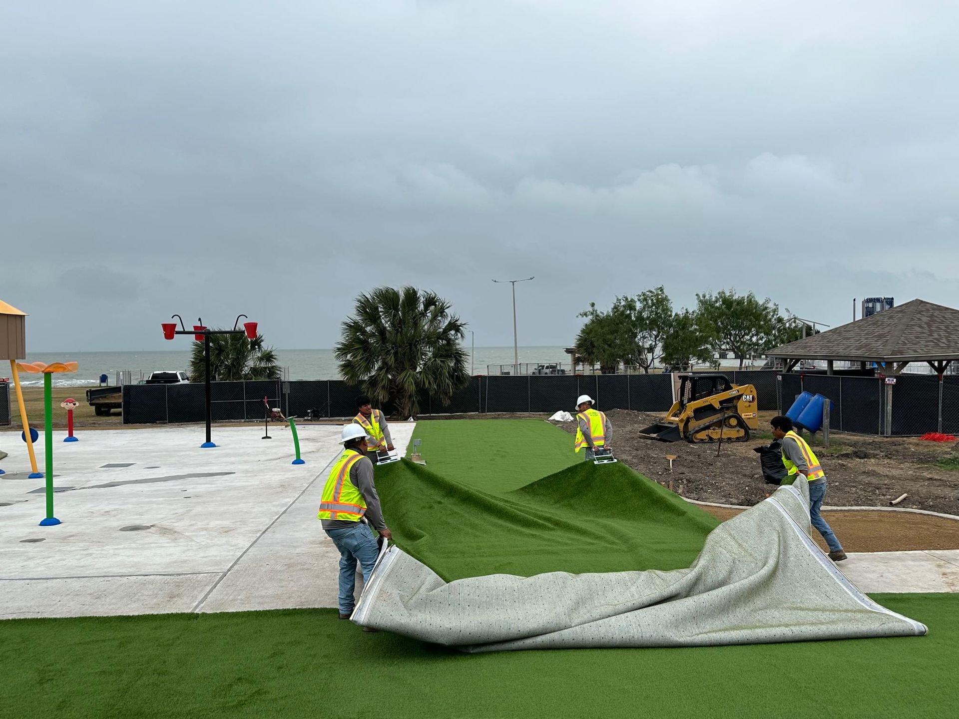 commercial artificial turf installation