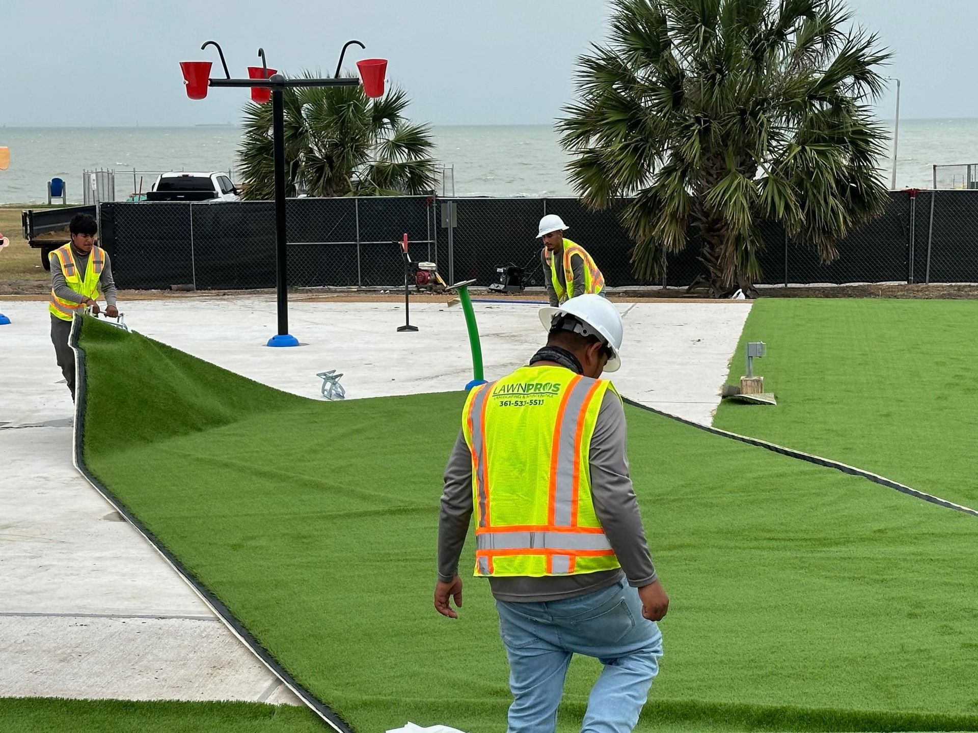 commercial artificial turf installation