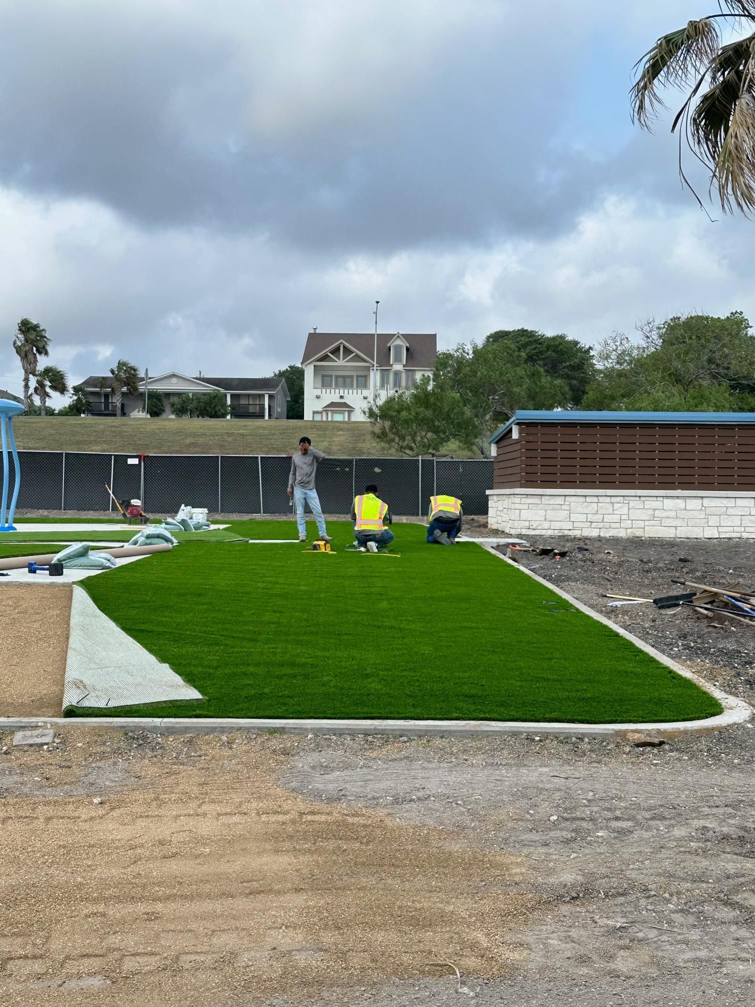 commercial artificial turf installation