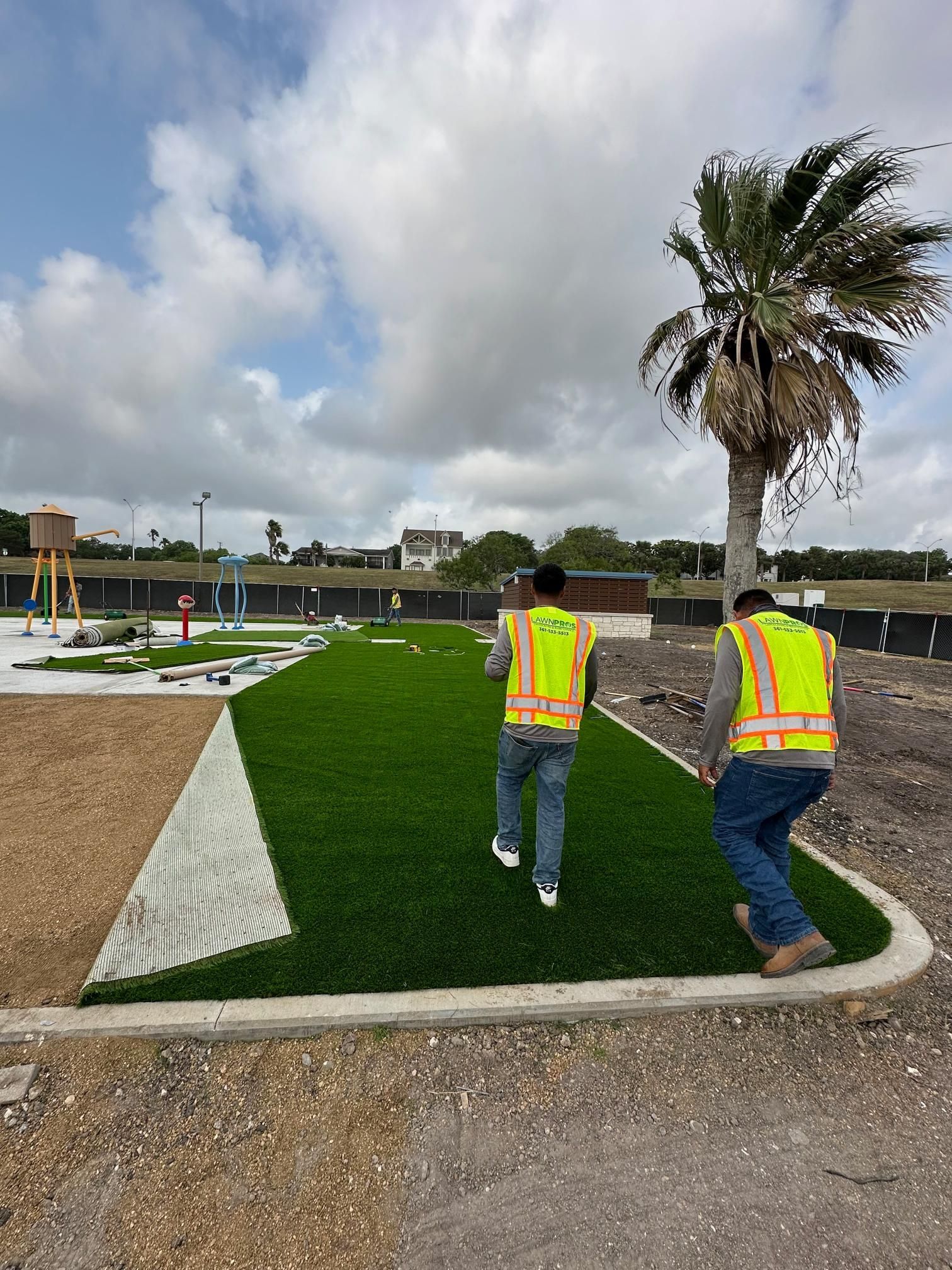 commercial artificial turf installation