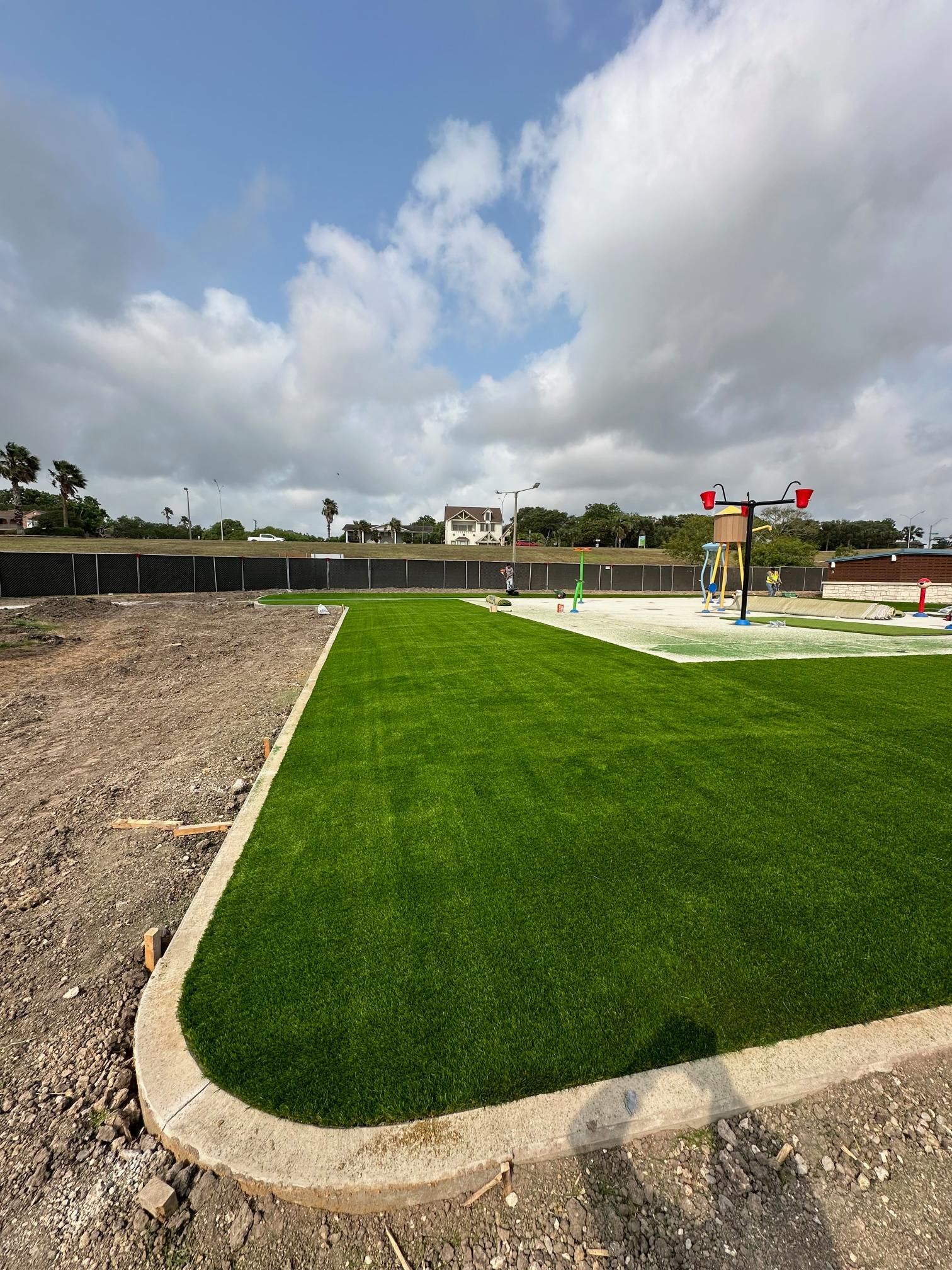 commercial artificial turf installation