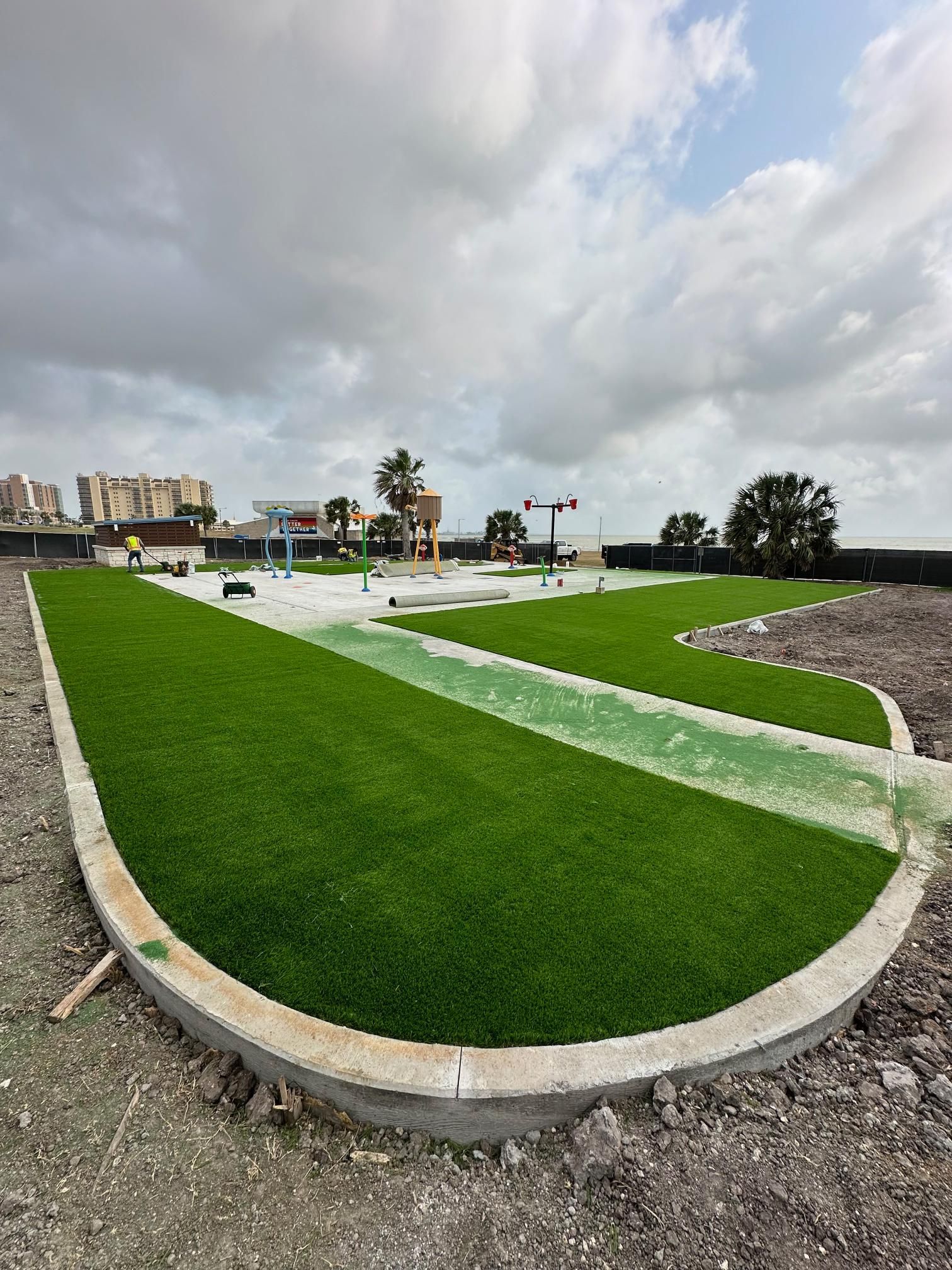 commercial artificial turf installation
