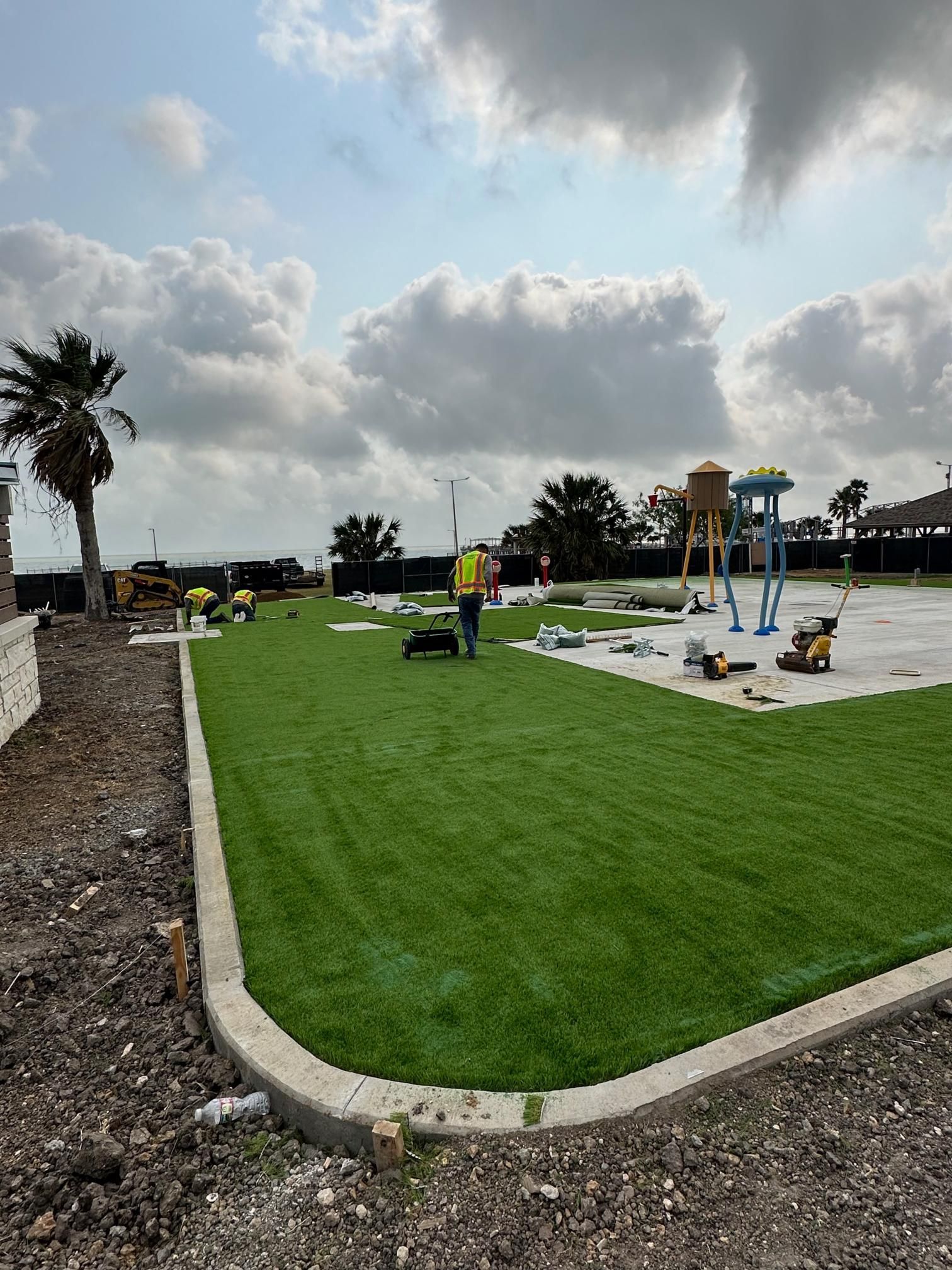 commercial artificial turf installation
