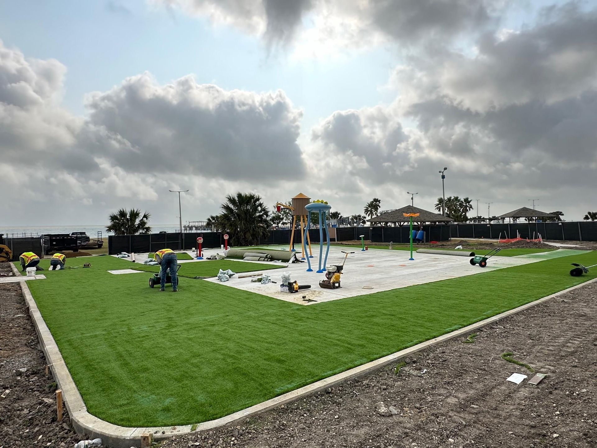 commercial artificial turf installation