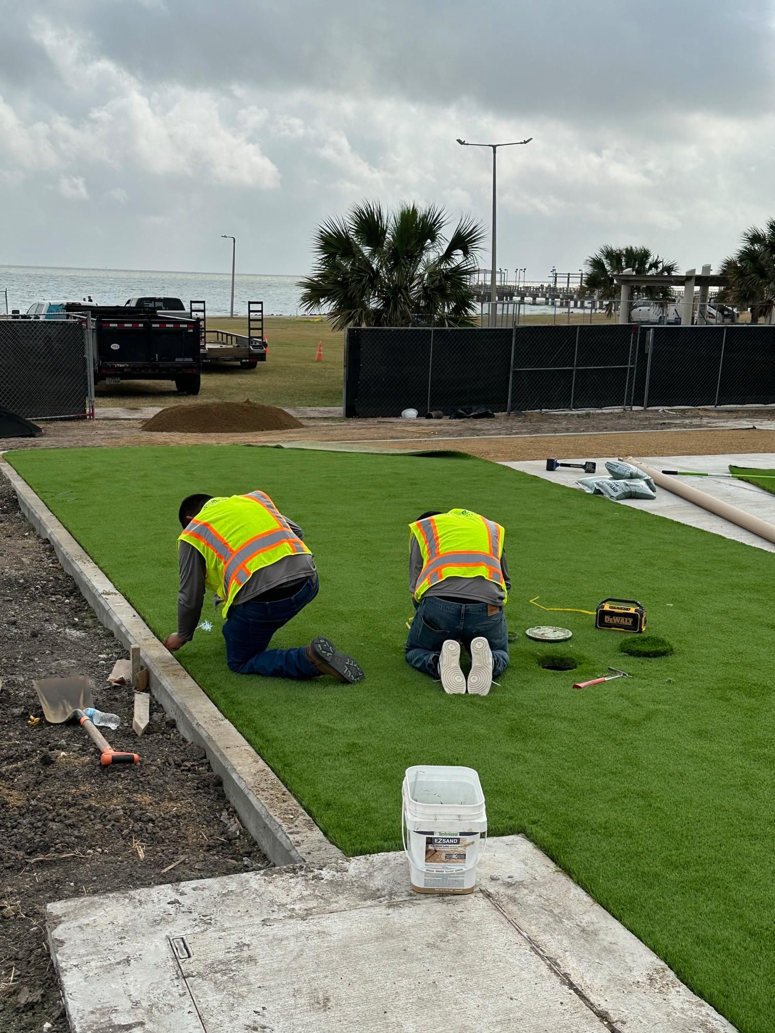 commercial artificial turf installation