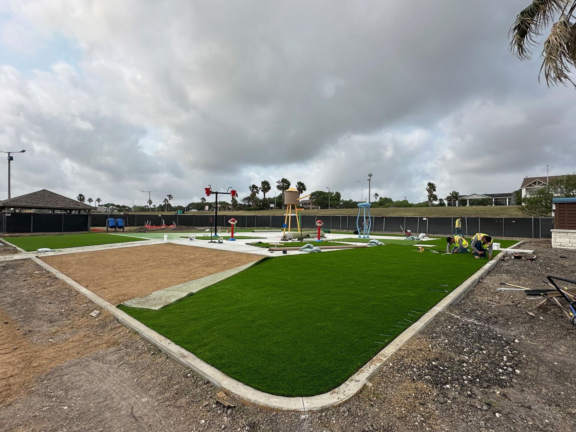 commercial artificial turf installation