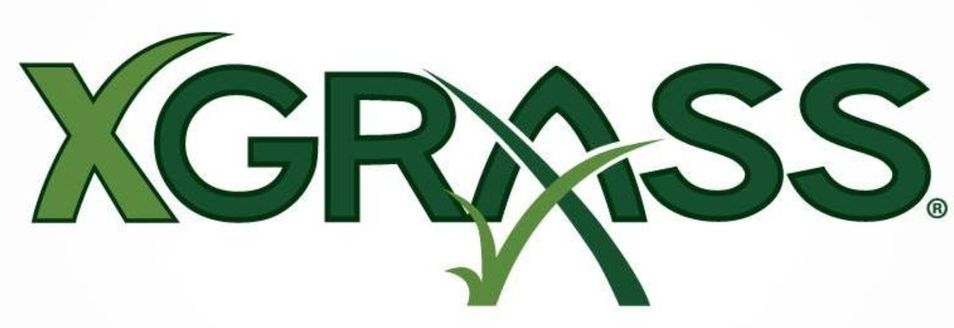 The XGrass logo with the letters in dark green, featuring a light green grass blade motif extending from the letter A.