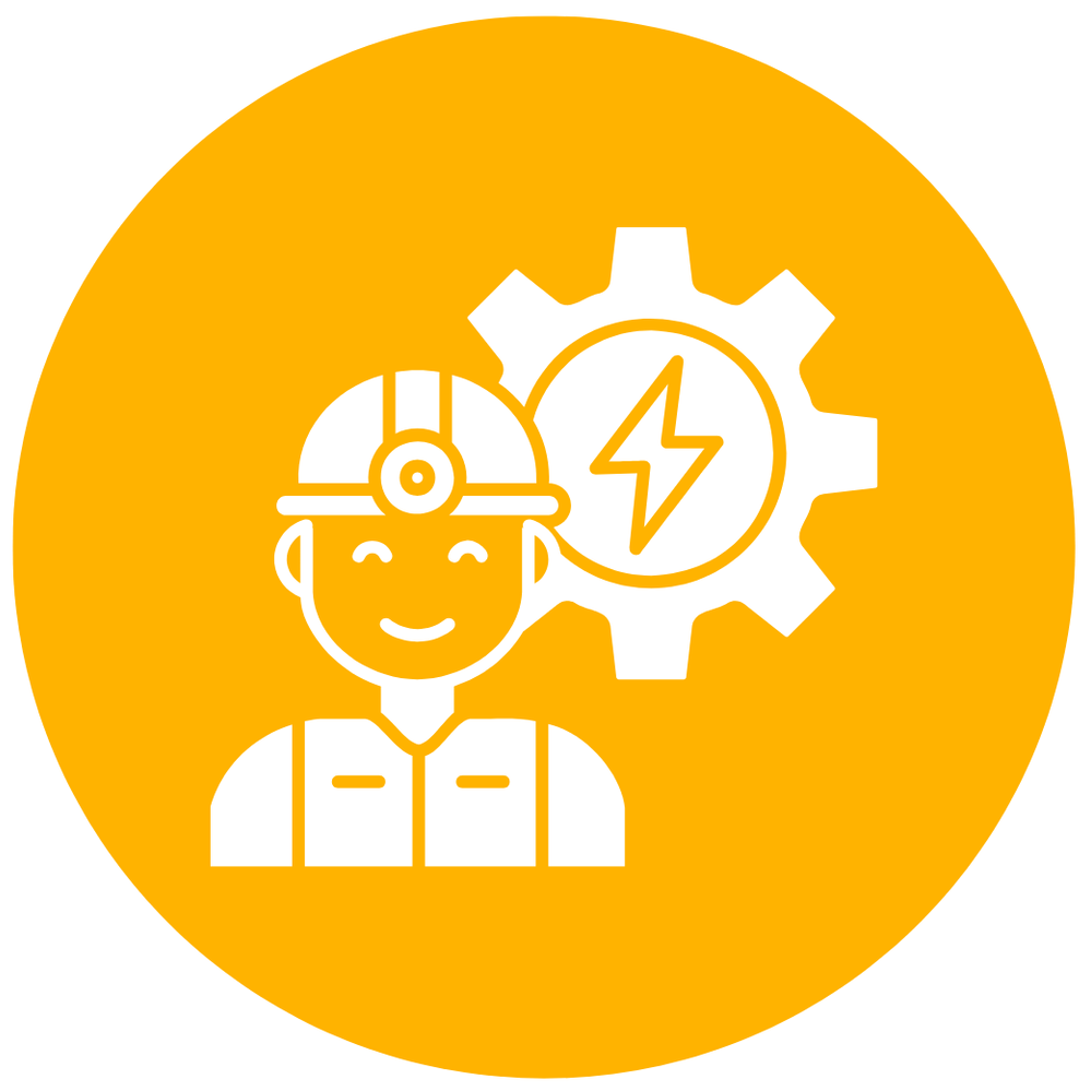 An icon of a fan in a blue circle with arrows around it.