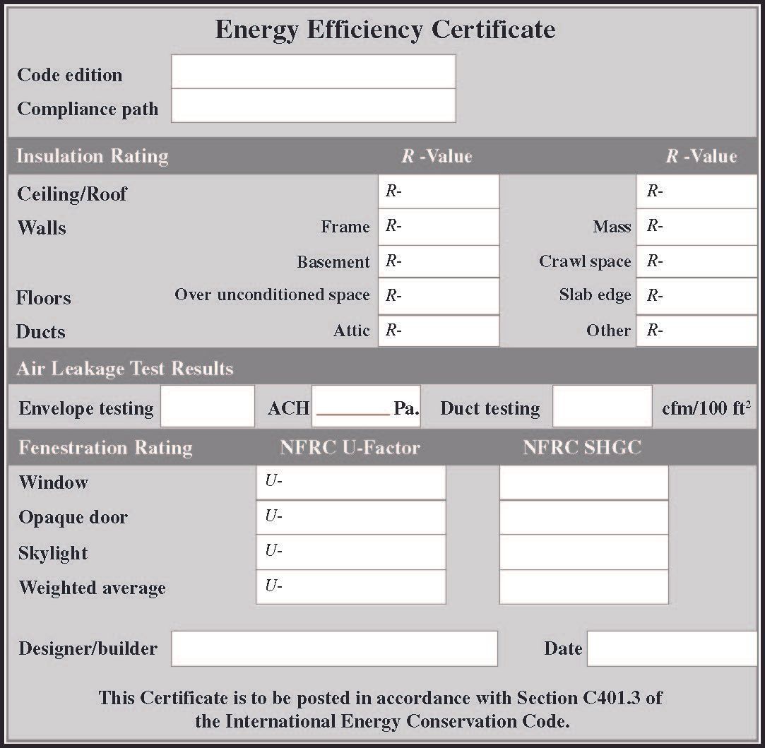 An energy efficiency certificate is displayed on a computer screen