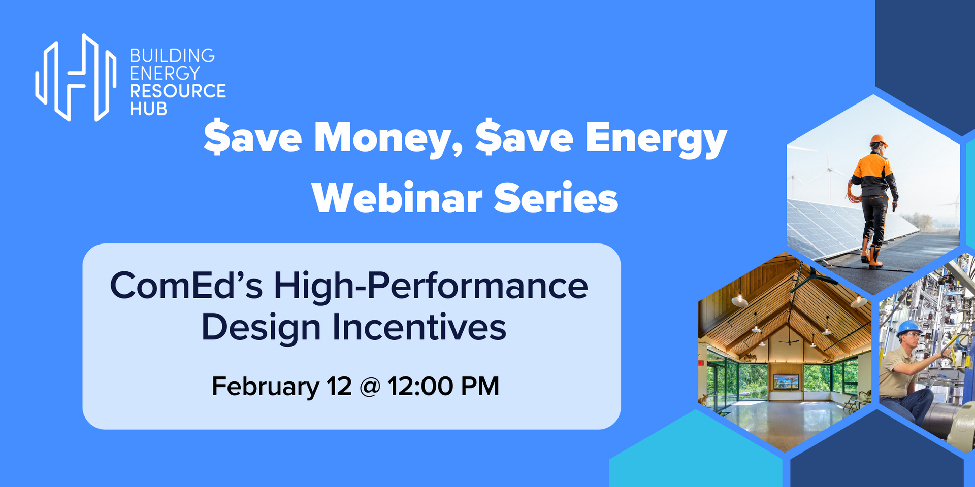 A poster for a webinar called save money , save energy.