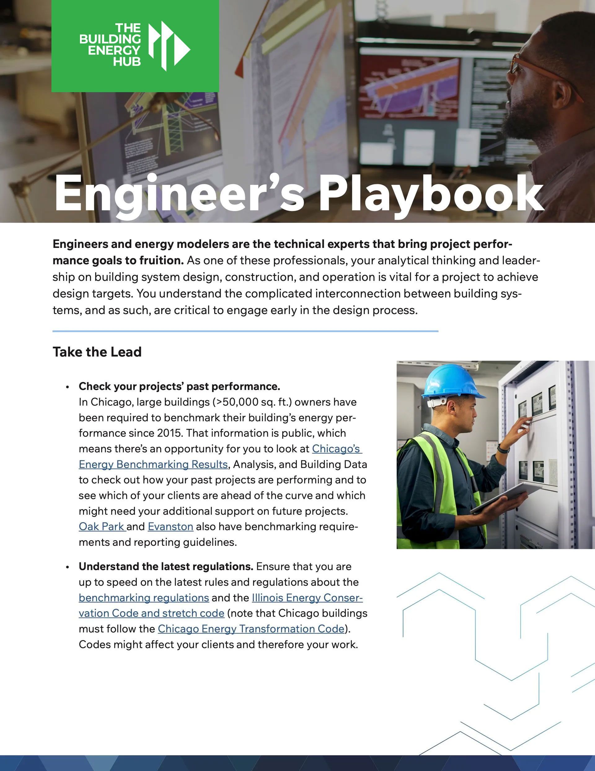 A man is working on a computer in an engineer 's playbook.
