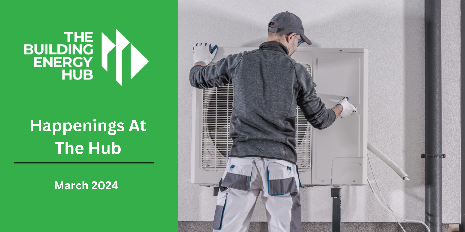 A man is working on a wall mounted air conditioner.