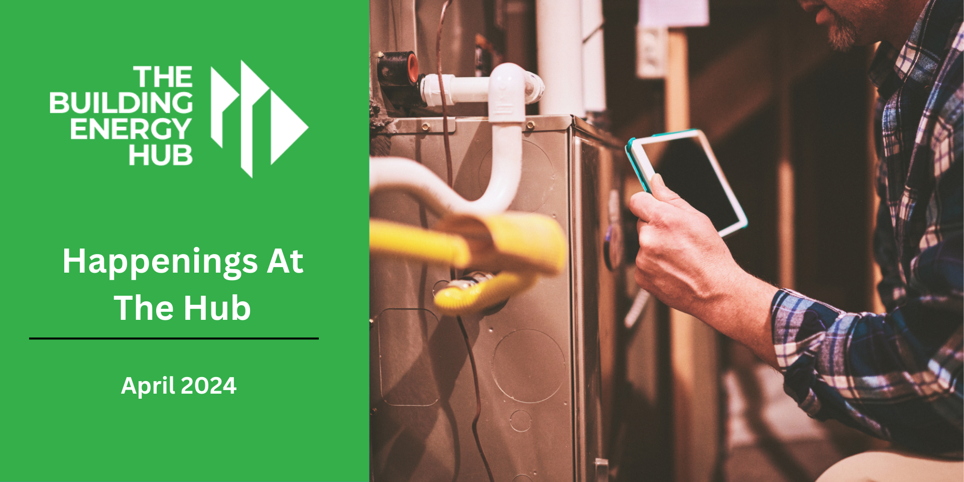 A man is working on a heating system and using a cell phone.