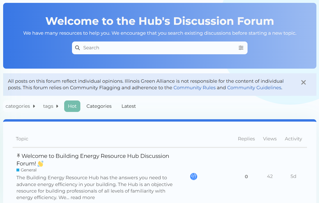 A welcome to the hub 's discussion forum page
