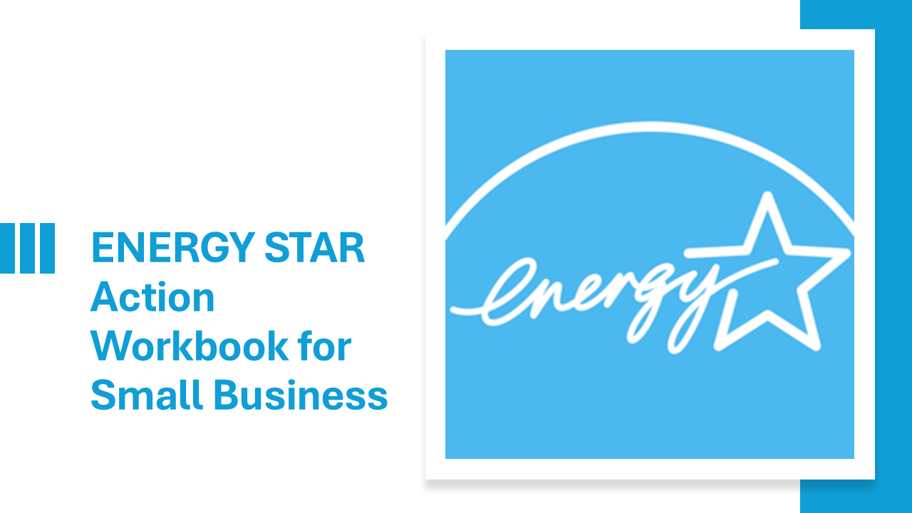 A blue and white energy star action workbook for small business