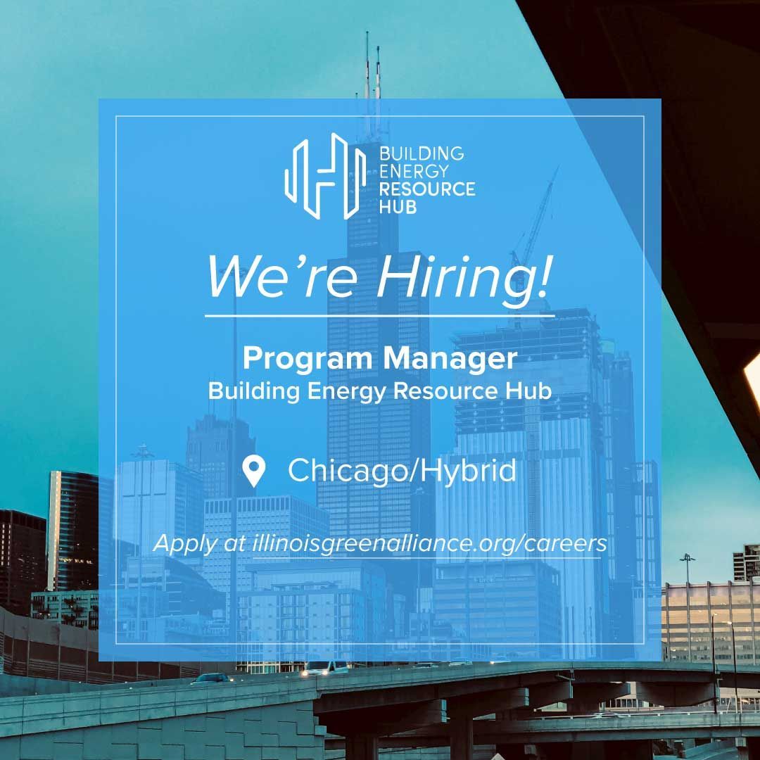 An advertisement for a program manager at the building energy resource hub in chicago