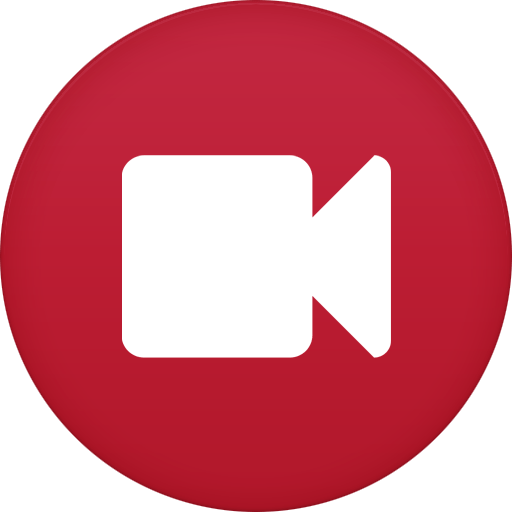 A red circle with a white video camera icon inside of it