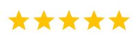 A row of five yellow stars on a white background.