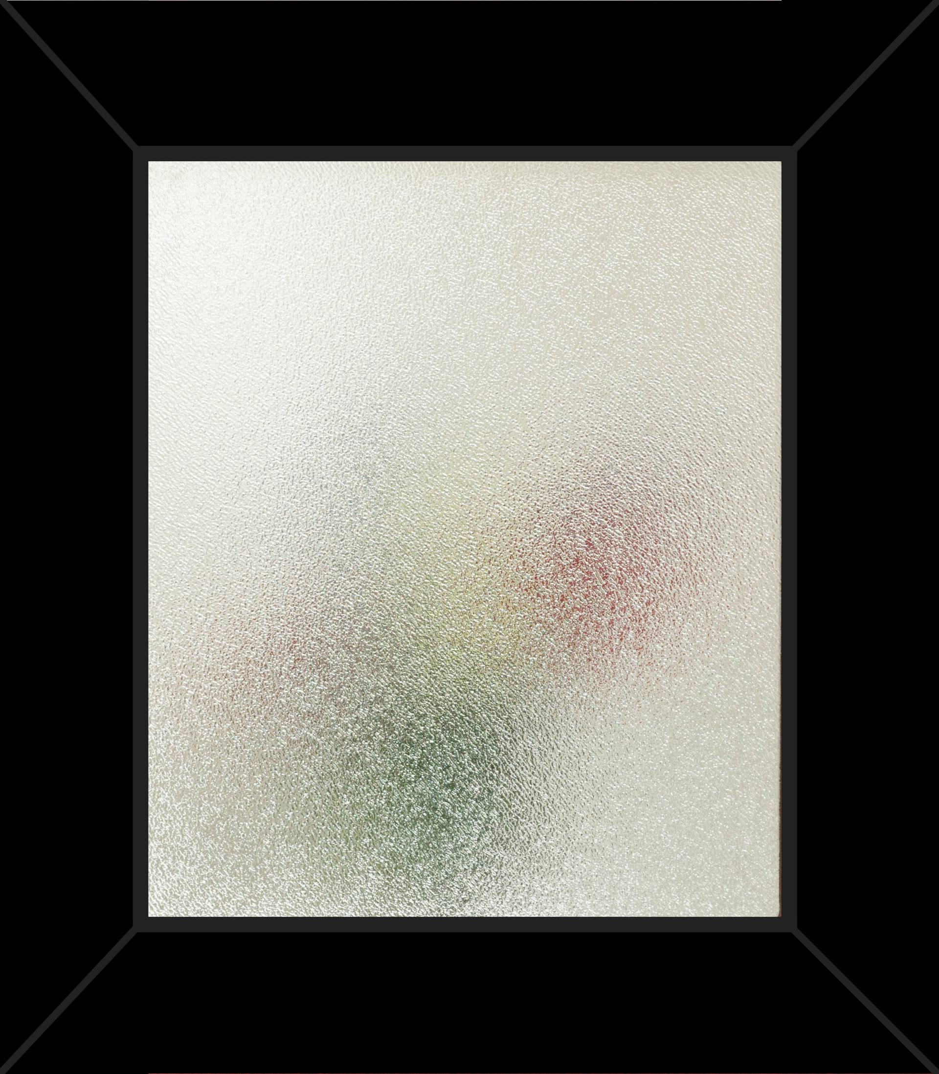 A picture of a flower in a vase in a black frame.