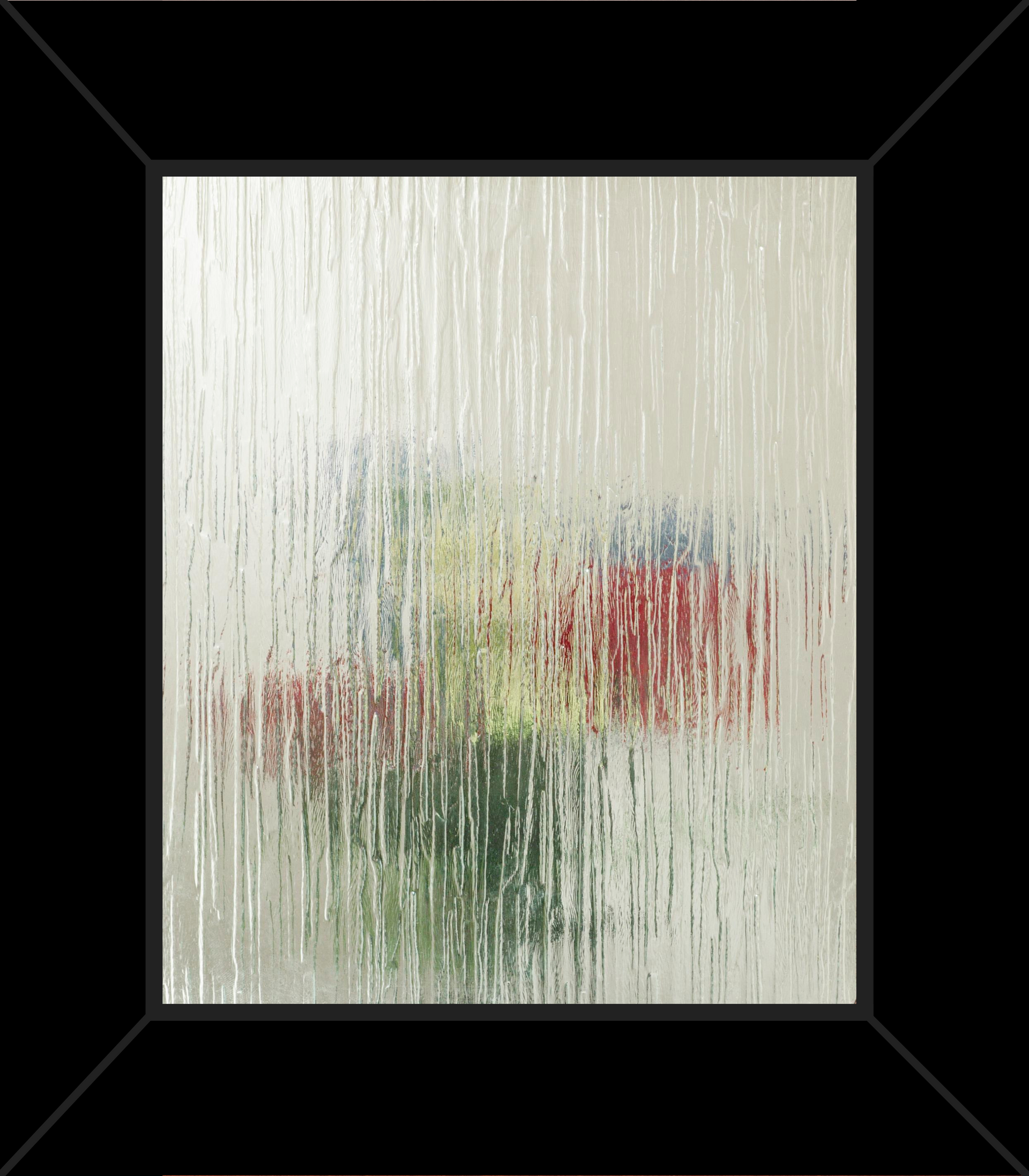 A picture of a glass window with a black frame.