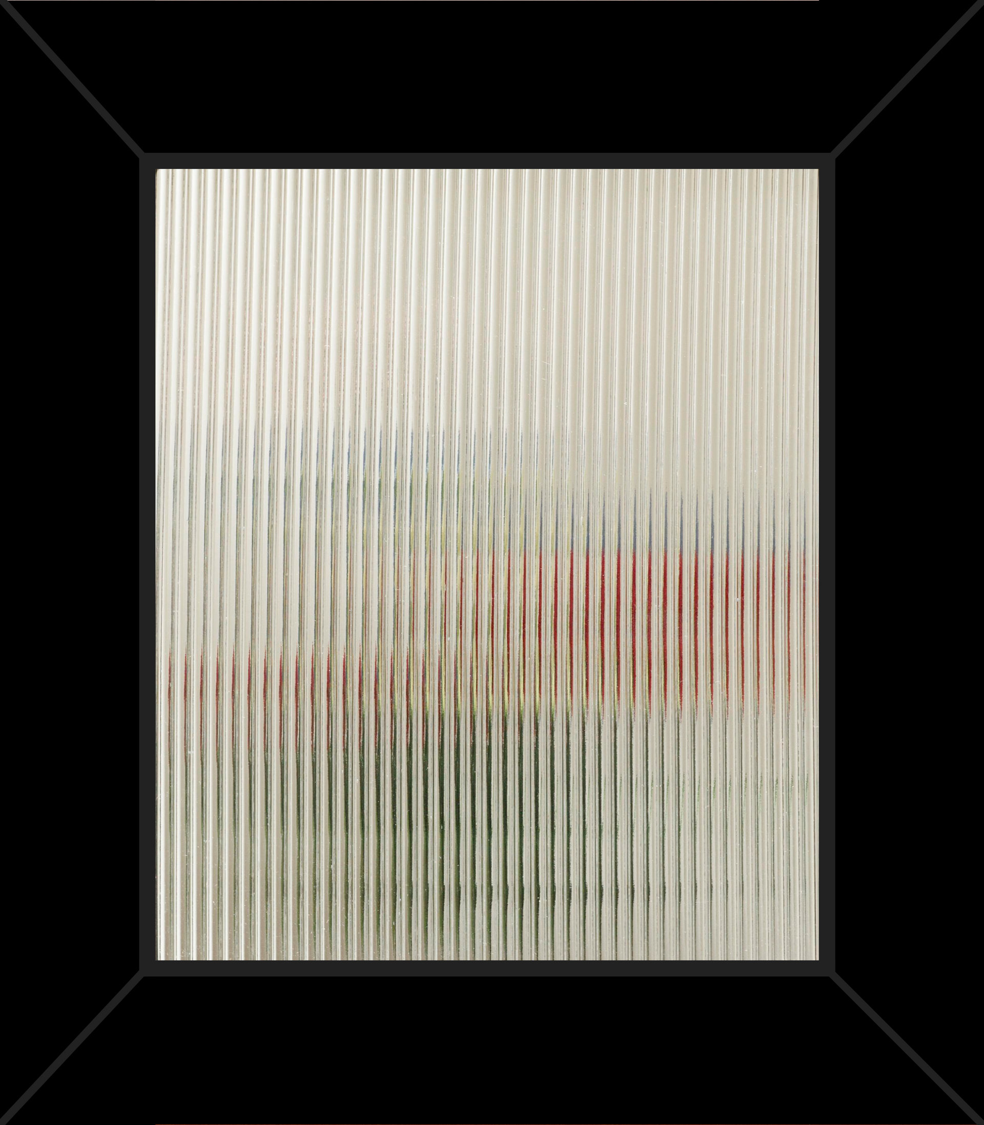 A picture of a painting in a black frame on a wall.