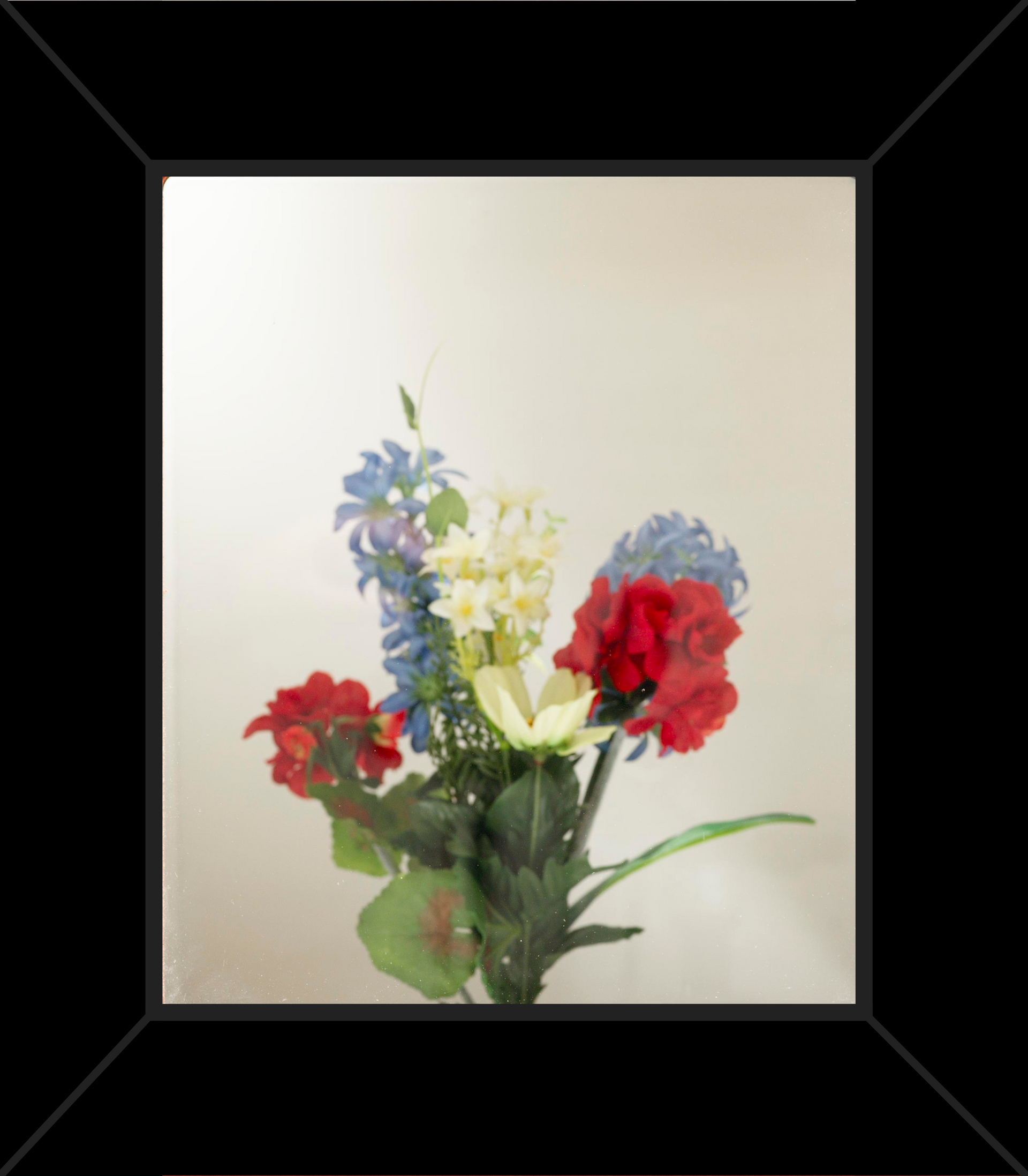 A picture of flowers in a black frame