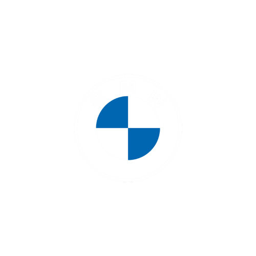 A blue and white circle on a white background.
