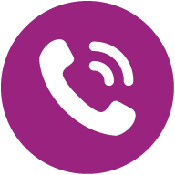 A white phone icon in a purple circle.
