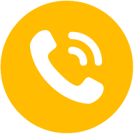 A yellow circle with a white phone icon inside of it.