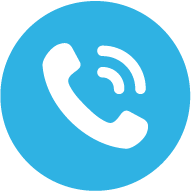 A white phone icon in a blue circle.